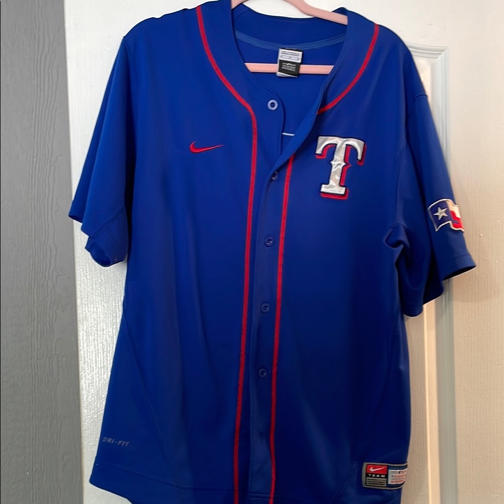 Nike Blue and Red Baseball Jersey
